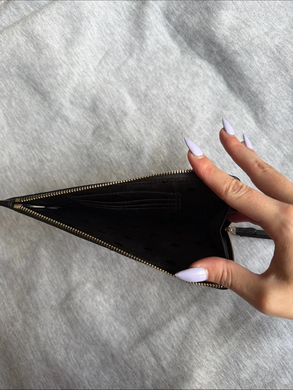 kate spade Black and Beige Two-Tone Leather Wristlet